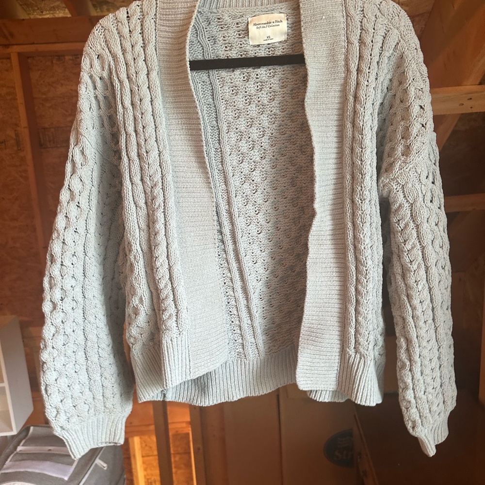 Abercrombie & Fitch Light Aqua blue Cable Knit Cardigan